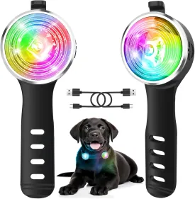 2-Pack Dog Lights for Night Walking, Upgraded 8 Modes Rechargeable Dog Collar Lights for Nighttime Clip On, IP66 Waterproof and Silicone Band Safety Lights for Dog Collars
