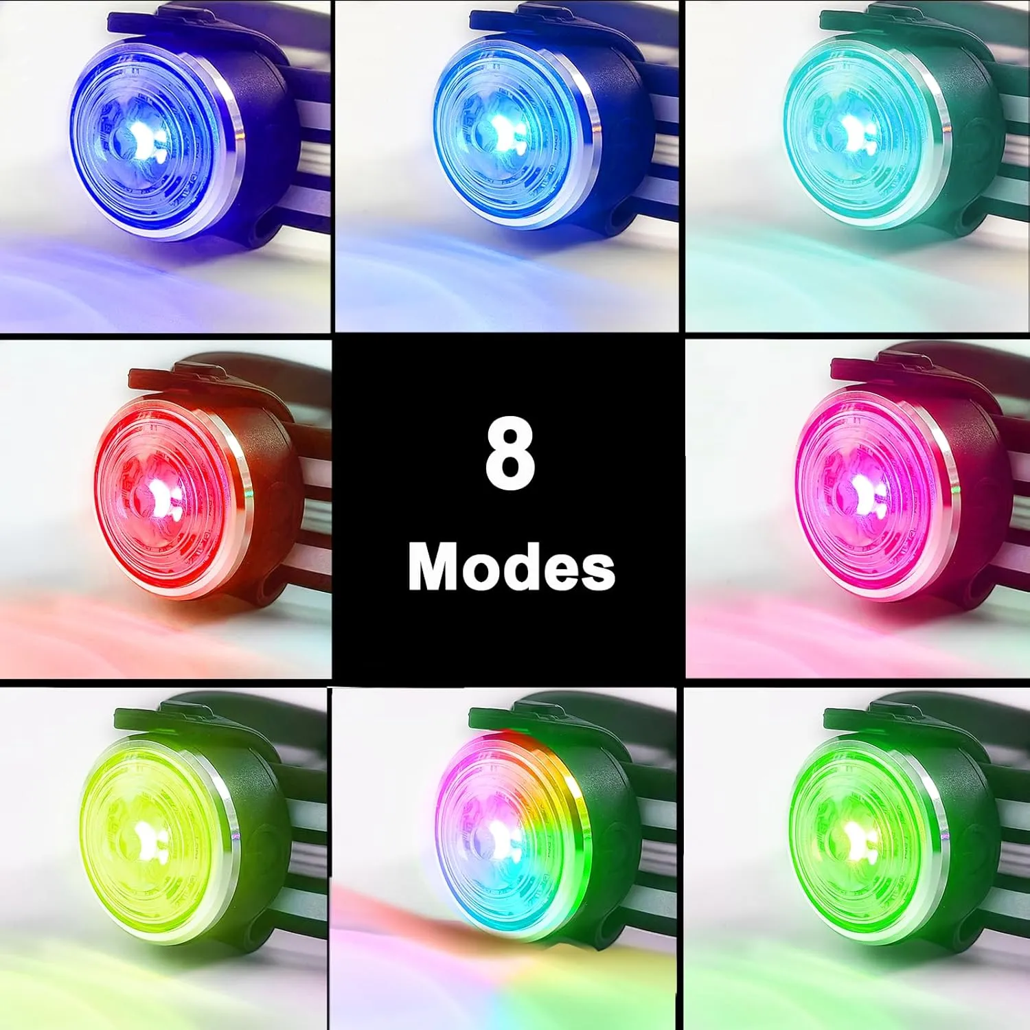 2-Pack Dog Lights for Night Walking, Upgraded 8 Modes Rechargeable Dog Collar Lights for Nighttime Clip On, IP66 Waterproof and Silicone Band Safety Lights for Dog Collars