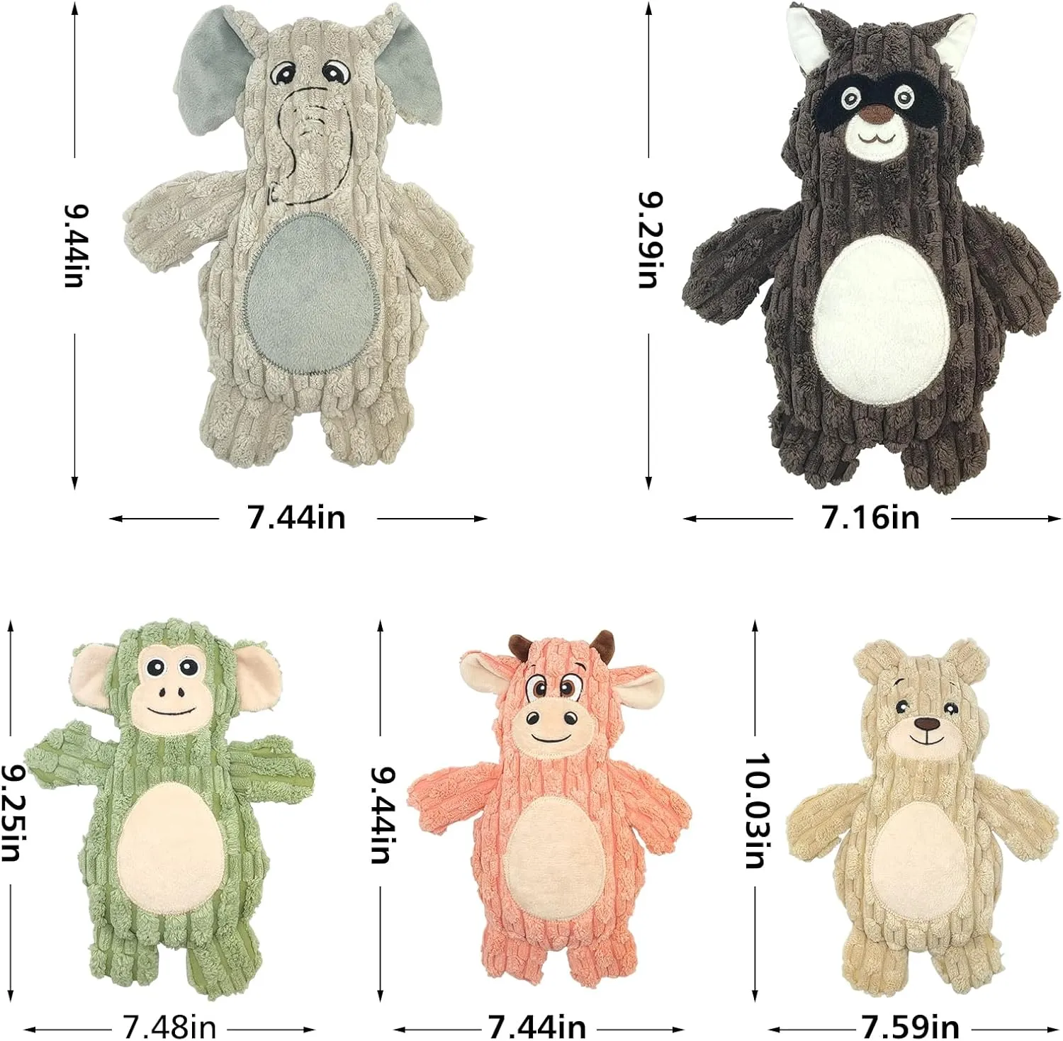 5PACK Dog Toys for Large Breed, Squeaky Funny Cute Interactive Medium & Small Dog Toys, Stuffed Plush Animals Puppy Toys