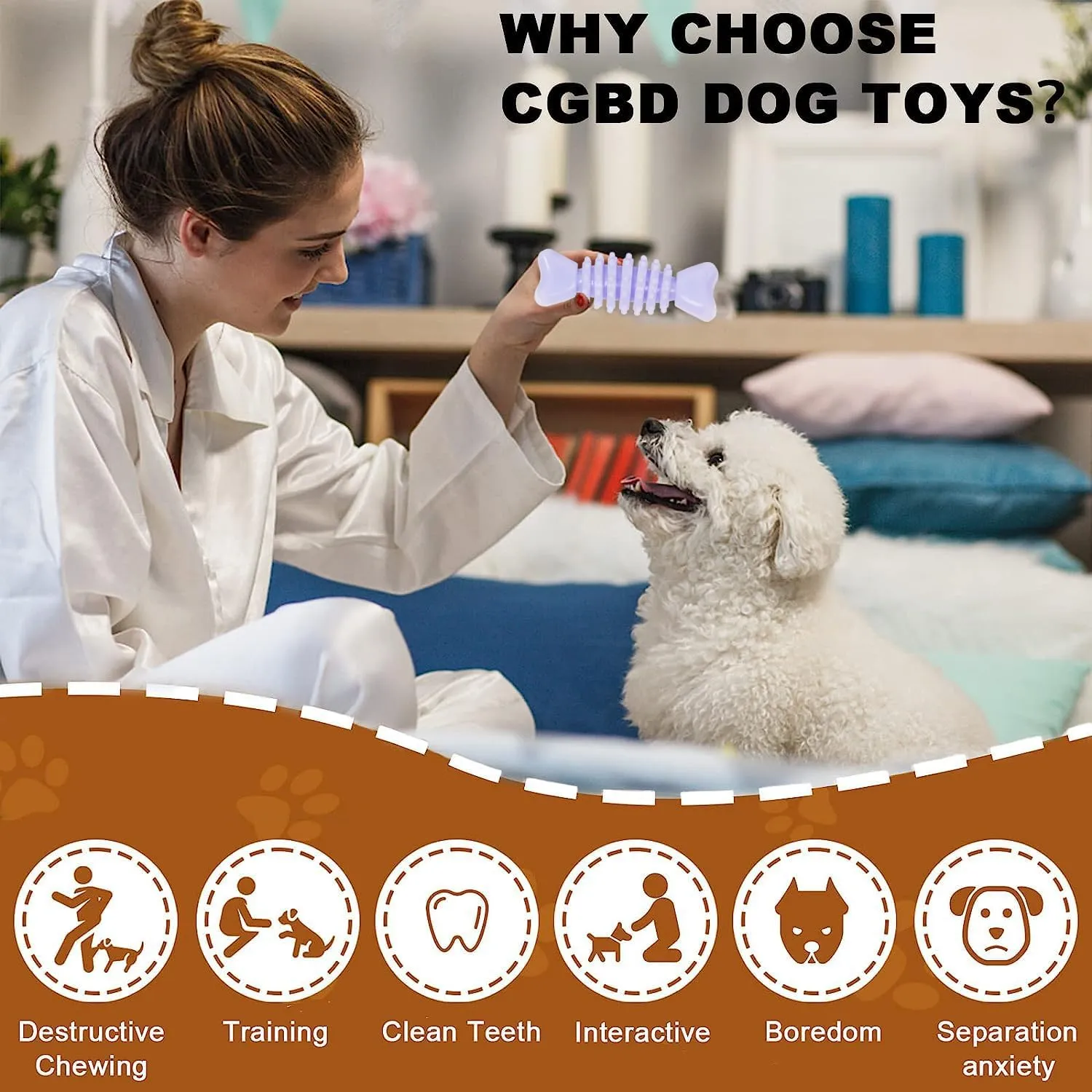6 Pack Dog Chew Toys, Purple, Small Dog Teething Toys, Soft Durable Interactive Toys for Puppies