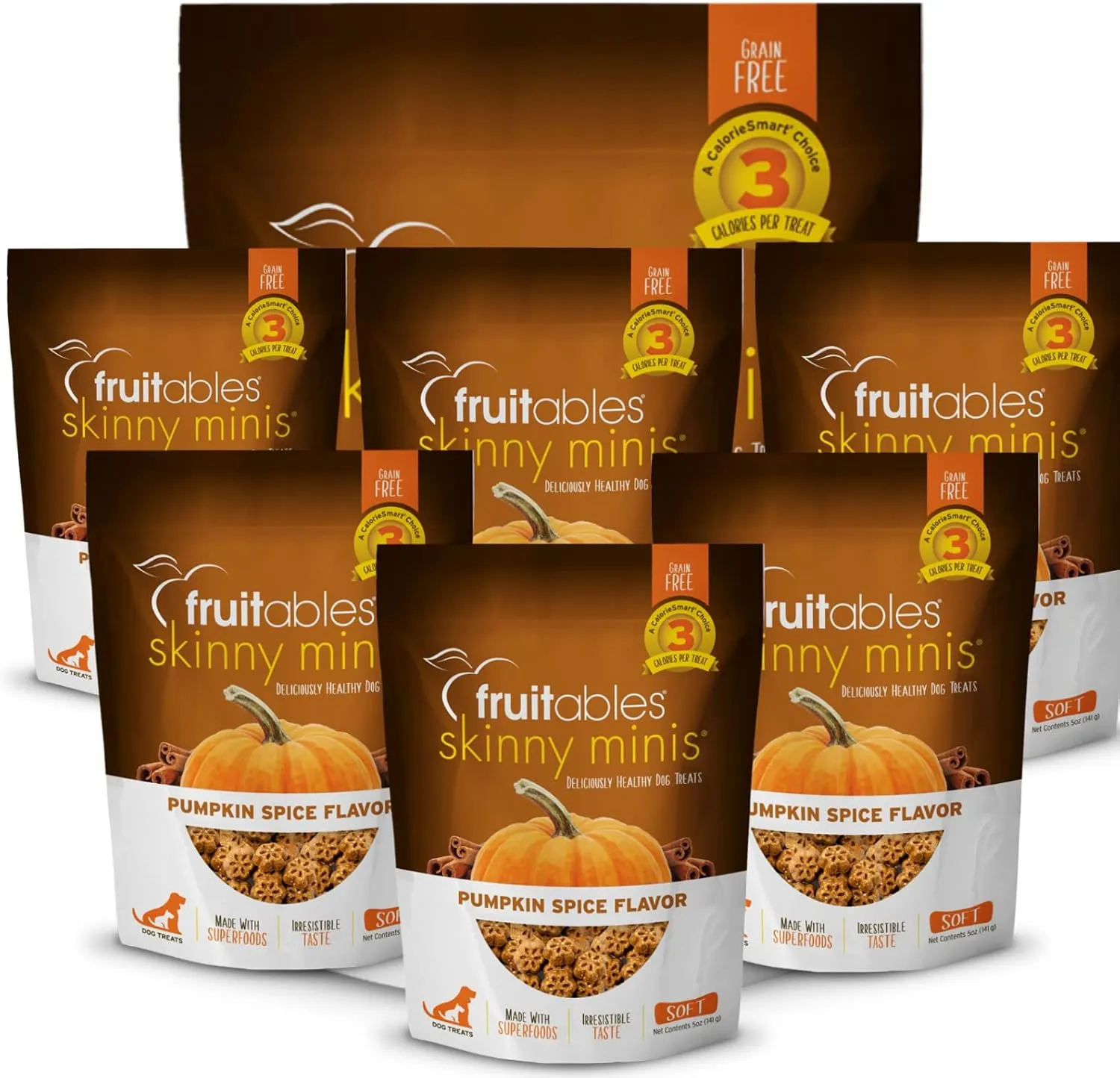 6 Pack - Fruitable Skinny Mini Dog Treats | Healthy Treats for Dogs | Low Calorie Training Treats | Free of Wheat, Corn and Soy | Pumpkin Spice | 5 Ounces (6)