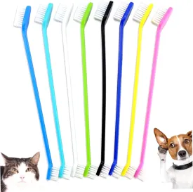 8Pcs Dog Toothbrush 8 Color Dual Head Dog Tooth Brush 9 Inch PP Cat Toothbrush with Nylon Hair Washable Reusable Replacement Puppy