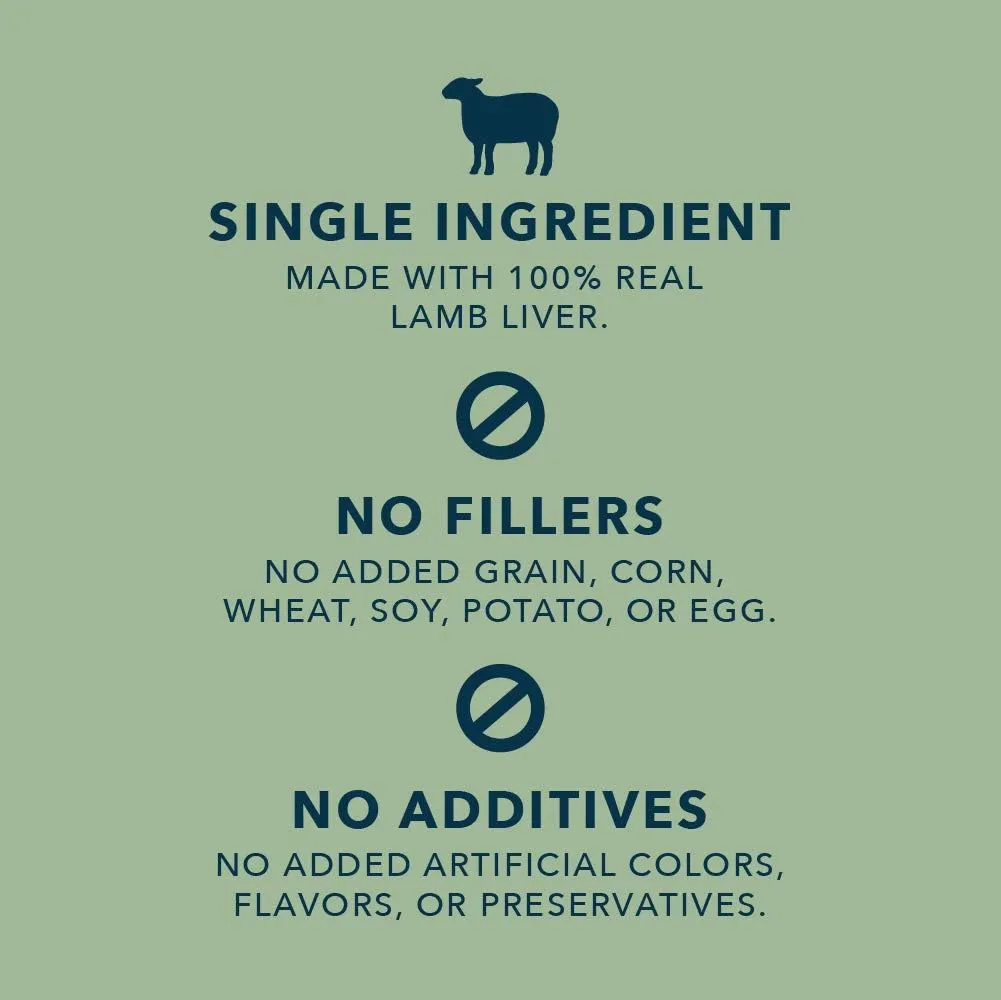 Amazon Brand - Wag Freeze-Dried Raw Single Ingredient Dog Treats, Lamb Liver, High Protein, Healthy Training Treats or Meal Topper for all Dogs, Grain-Free, 3.3oz