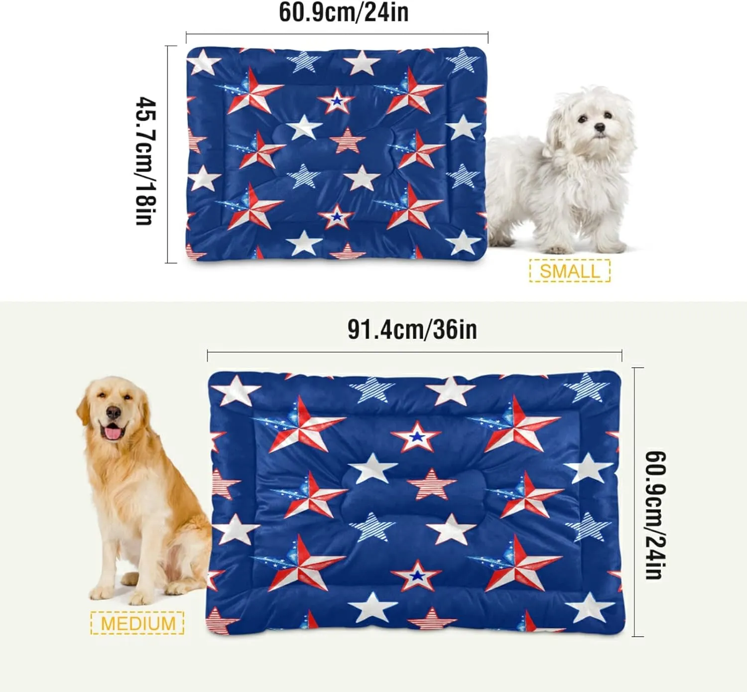 American Stars Patriotic Dog Bed Usa Memorial Independence Day Medium Pet Bed Mat Non Slip Cat Beds Pad Mats Soft Dogs Bed Pillows Pets Blanket Cushion