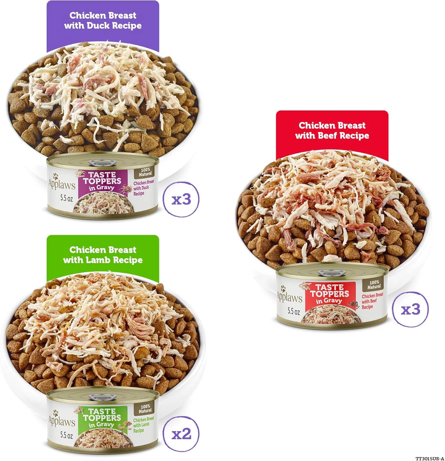 Applaws Taste Toppers, Grain-Free Dog Food Topper, Limited Ingredient, Variety Selection in Gravy (8 x 5.5oz Cans)