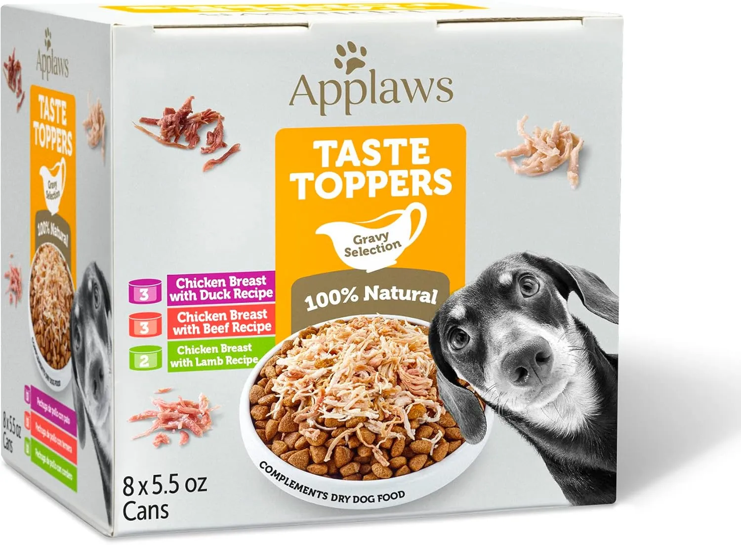 Applaws Taste Toppers, Grain-Free Dog Food Topper, Limited Ingredient, Variety Selection in Gravy (8 x 5.5oz Cans)