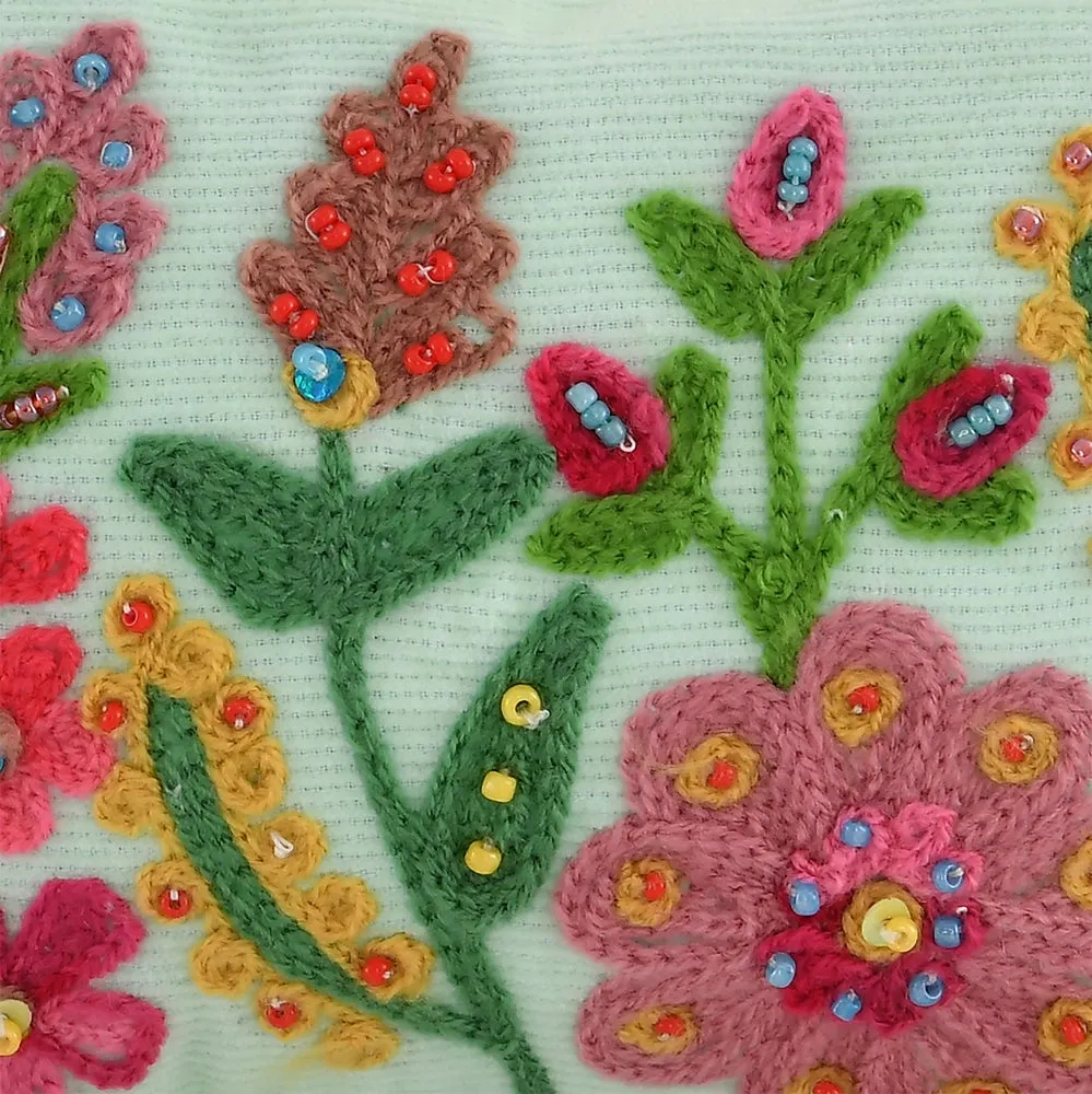 Aqua Allure Pouch with Bead Embroidered