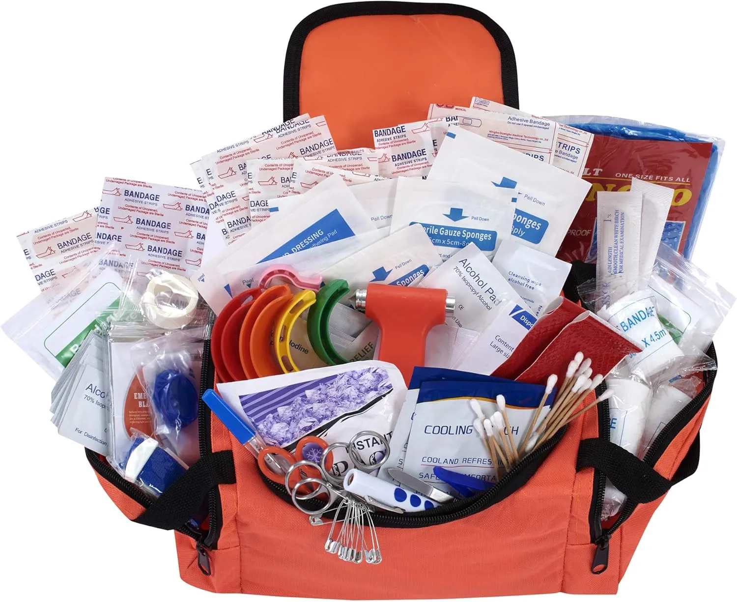 ASA Techmed First Aid EMS First Responder Fully Stocked Trauma First Aid Kit (Orange)