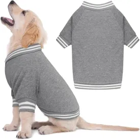 Baseball Jacket Soft Warm Dog Sweatshirt for Small Dogs, Puppy Sweater Boy Girl Pet, Gray-XS