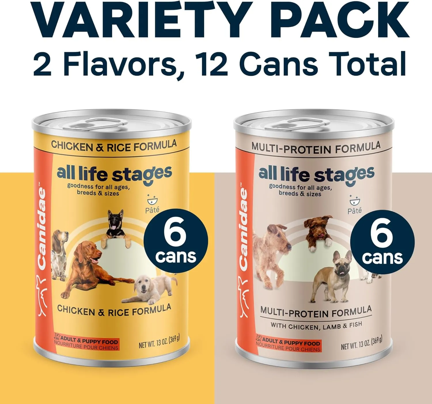 Canidae All Life Stages Premium Wet Dog Food Variety Pack, Multi-Protein Recipe and Chicken & Rice Recipe, 13 oz. (Case of 12)