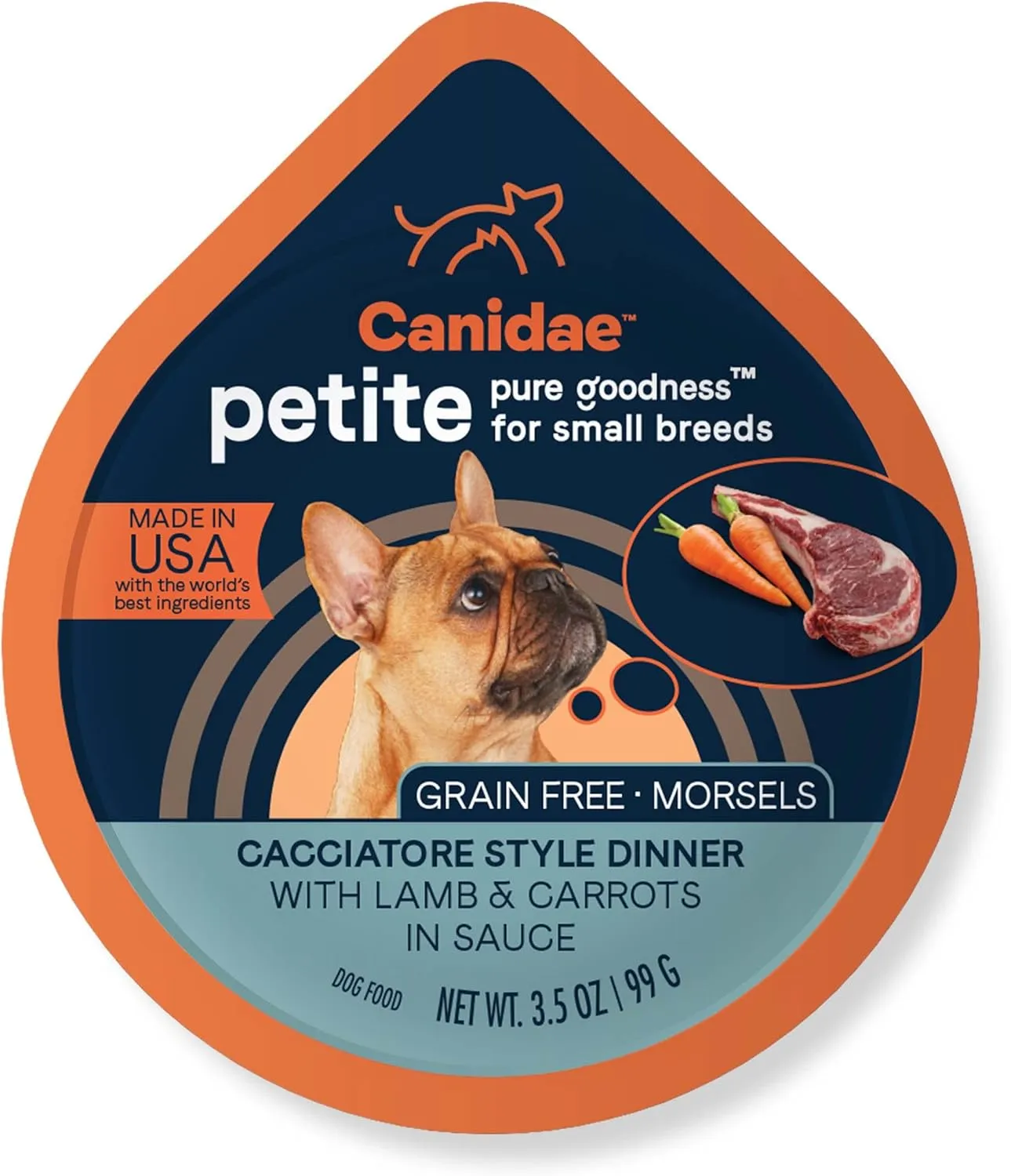 Canidae Pure Petite Premium Wet Dog Food for Small Breeds, Morsels with Lamb & Carrots, 3.5 oz, (Case of 12) Grain Free