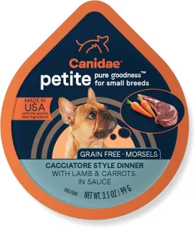 Canidae Pure Petite Premium Wet Dog Food for Small Breeds, Morsels with Lamb & Carrots, 3.5 oz, (Case of 12) Grain Free