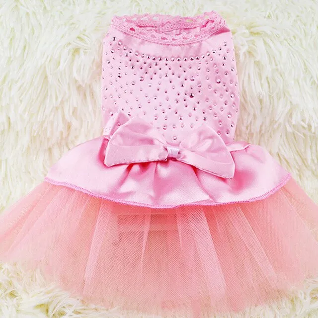 Cat Clothes Dog Wedding Dress Cotton Lace Floral Dress Large Bowknot Pet Dog Dress Summer Clothing For Small Medium Dog Supplies