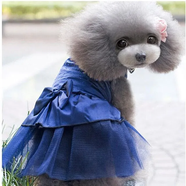 Cat Clothes Dog Wedding Dress Cotton Lace Floral Dress Large Bowknot Pet Dog Dress Summer Clothing For Small Medium Dog Supplies