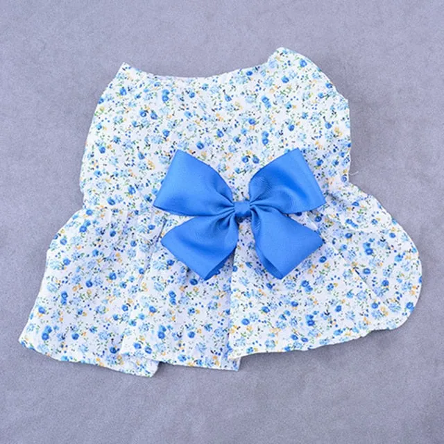 Cat Clothes Dog Wedding Dress Cotton Lace Floral Dress Large Bowknot Pet Dog Dress Summer Clothing For Small Medium Dog Supplies