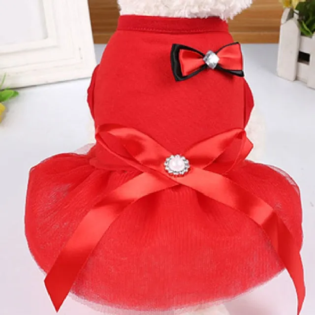 Cat Clothes Dog Wedding Dress Cotton Lace Floral Dress Large Bowknot Pet Dog Dress Summer Clothing For Small Medium Dog Supplies