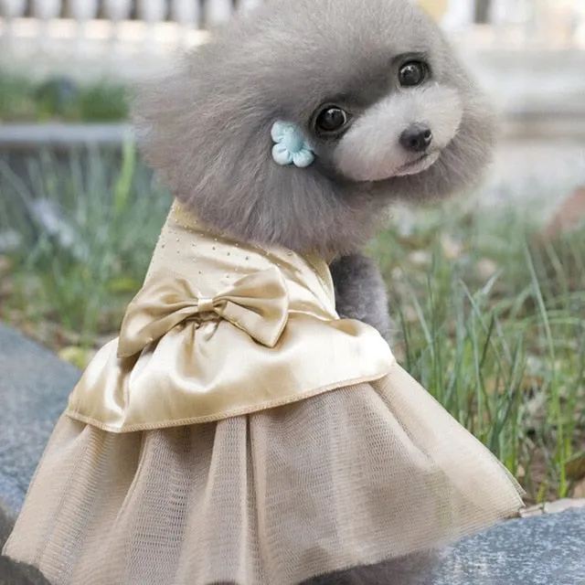Cat Clothes Dog Wedding Dress Cotton Lace Floral Dress Large Bowknot Pet Dog Dress Summer Clothing For Small Medium Dog Supplies