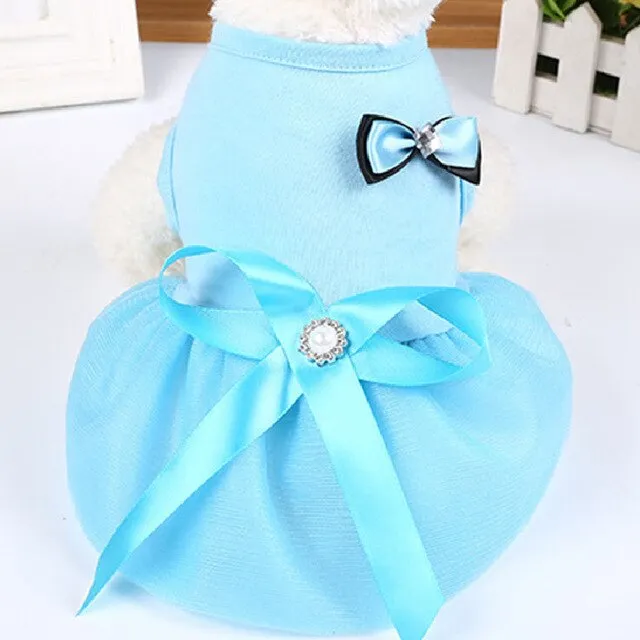 Cat Clothes Dog Wedding Dress Cotton Lace Floral Dress Large Bowknot Pet Dog Dress Summer Clothing For Small Medium Dog Supplies