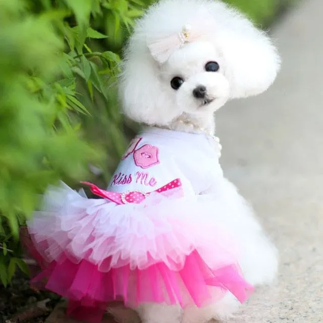 Cat Clothes Dog Wedding Dress Cotton Lace Floral Dress Large Bowknot Pet Dog Dress Summer Clothing For Small Medium Dog Supplies
