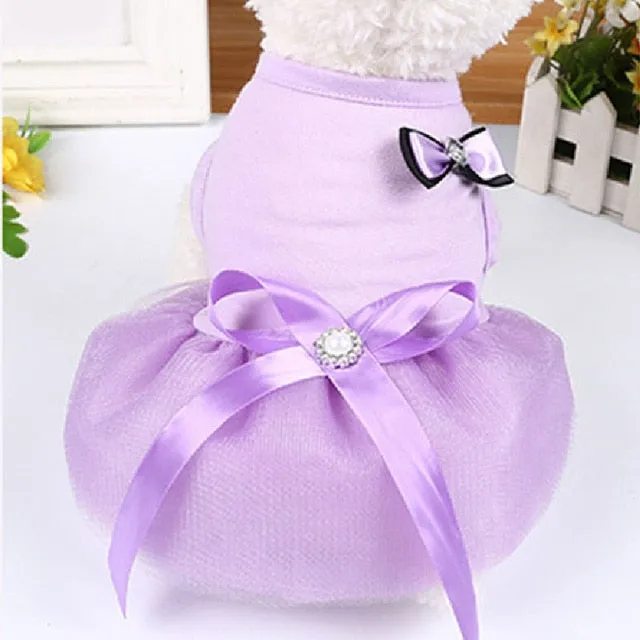 Cat Clothes Dog Wedding Dress Cotton Lace Floral Dress Large Bowknot Pet Dog Dress Summer Clothing For Small Medium Dog Supplies