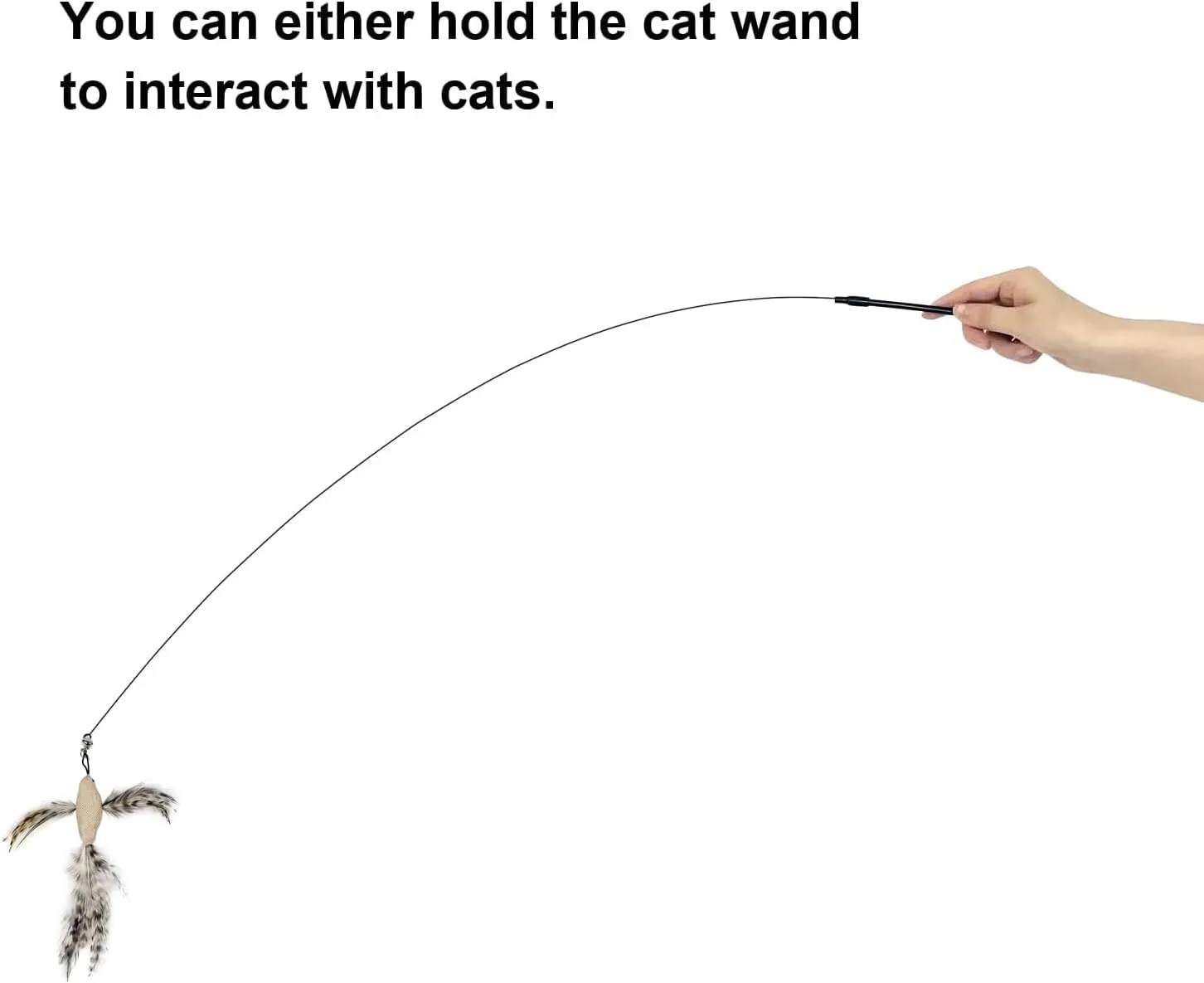 Cat Feather Toys with 1 Suction Cup,2 Cat Wands,8Pcs Birds and Insects Simulation Feather Refills with Bells, Interactive Toys for Indoor Cats and Kitten.