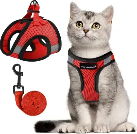 Cat Harness, Cat Leash and Harness Set for Walking Escape Proof, Harness for Small Cats/Small Dogs, Large Kitten/Puppy Harness and Leash, Harness for Cats S-XXL(Red, X-Large)