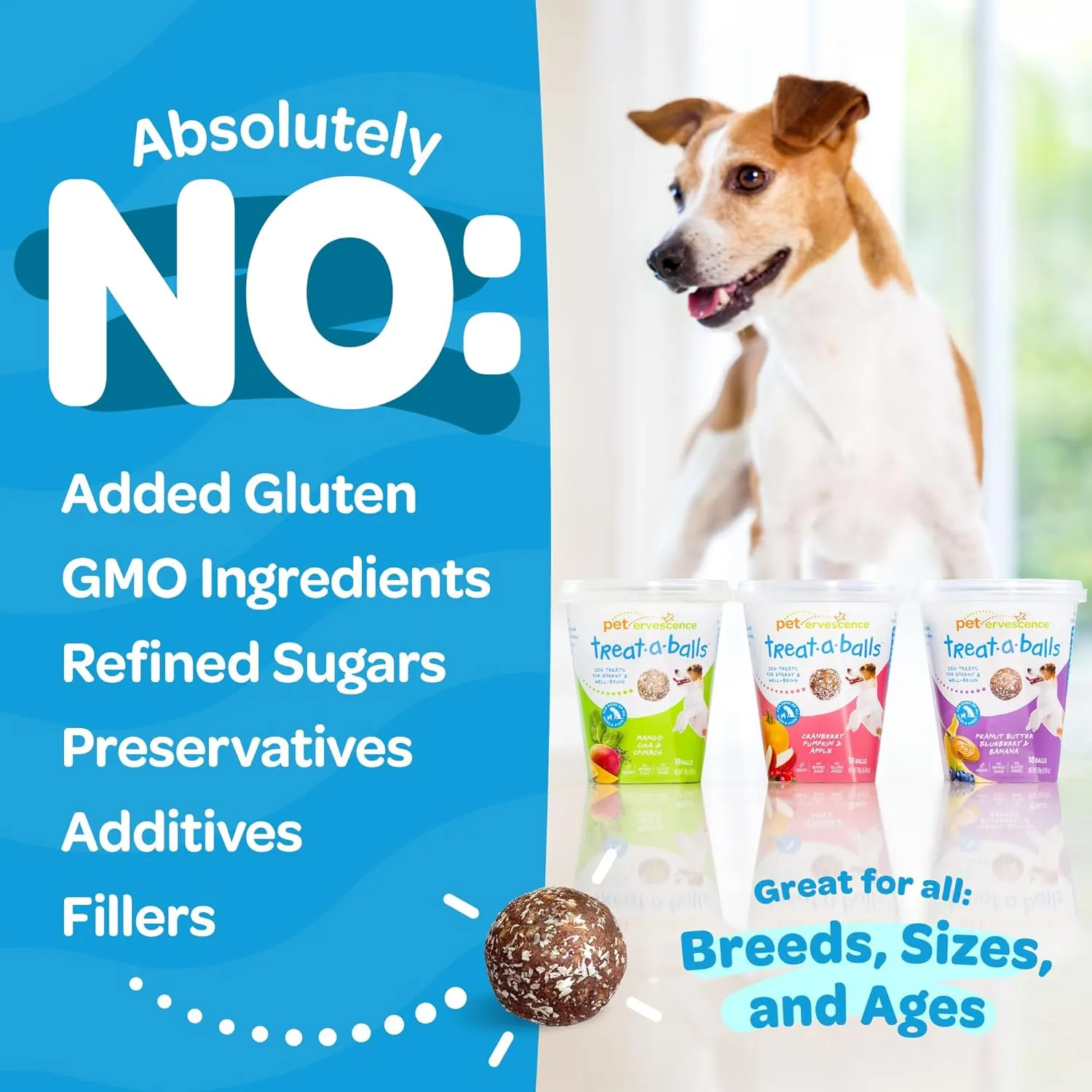 Chewy & Soft Dog Treats, All Natural, Non-GMO, Vegan, Gluten Free, Low Calorie Dog Treats for All Breeds & Sizes - Made in New Zealand, Peanut Butter, Blueberry, Banana 18pk