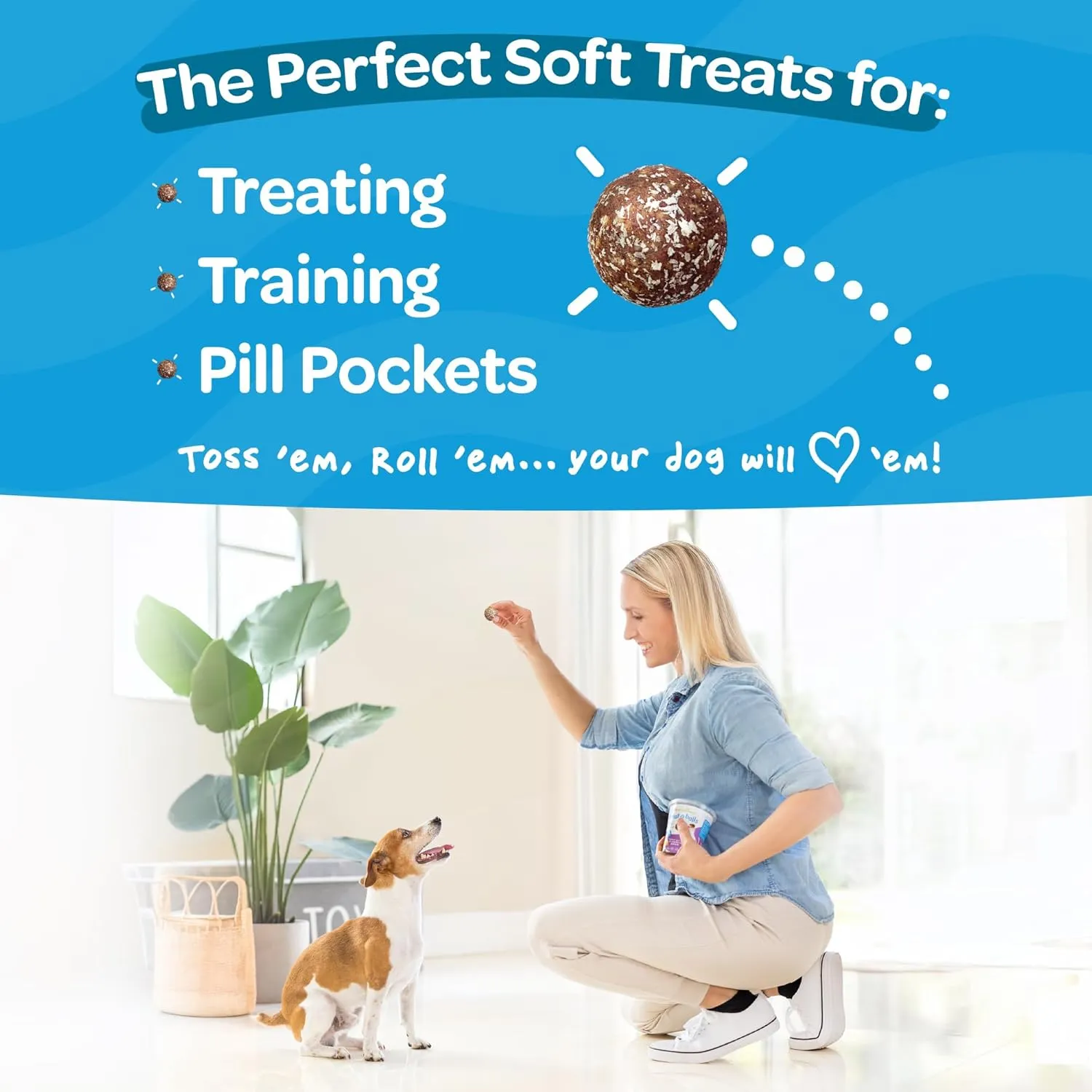 Chewy & Soft Dog Treats, All Natural, Non-GMO, Vegan, Gluten Free, Low Calorie Dog Treats for All Breeds & Sizes - Made in New Zealand, Peanut Butter, Blueberry, Banana 18pk