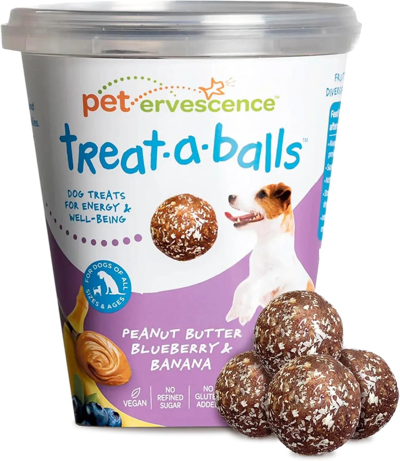 Chewy & Soft Dog Treats, All Natural, Non-GMO, Vegan, Gluten Free, Low Calorie Dog Treats for All Breeds & Sizes - Made in New Zealand, Peanut Butter, Blueberry, Banana 18pk