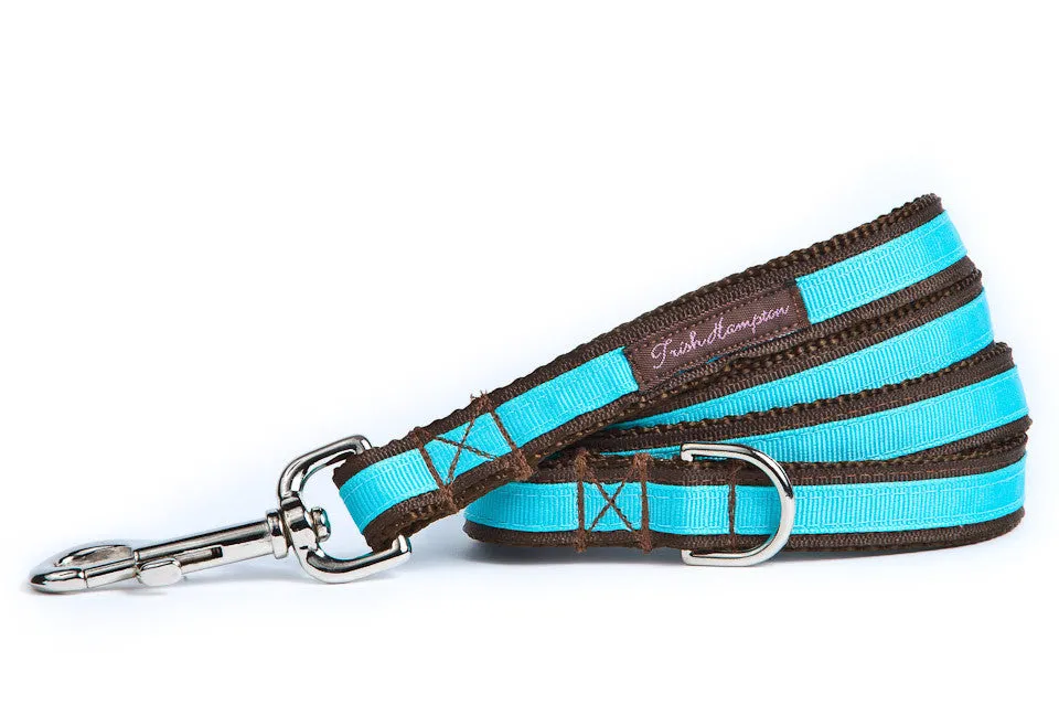 Chocolate/Turquoise Stripe 6ft Dog Leash - 304