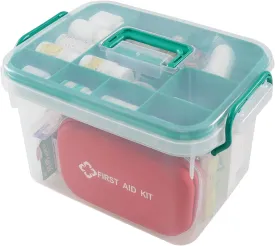Clear Plastic First Aid Box Empty, Family Medicine Kit Storage Box
