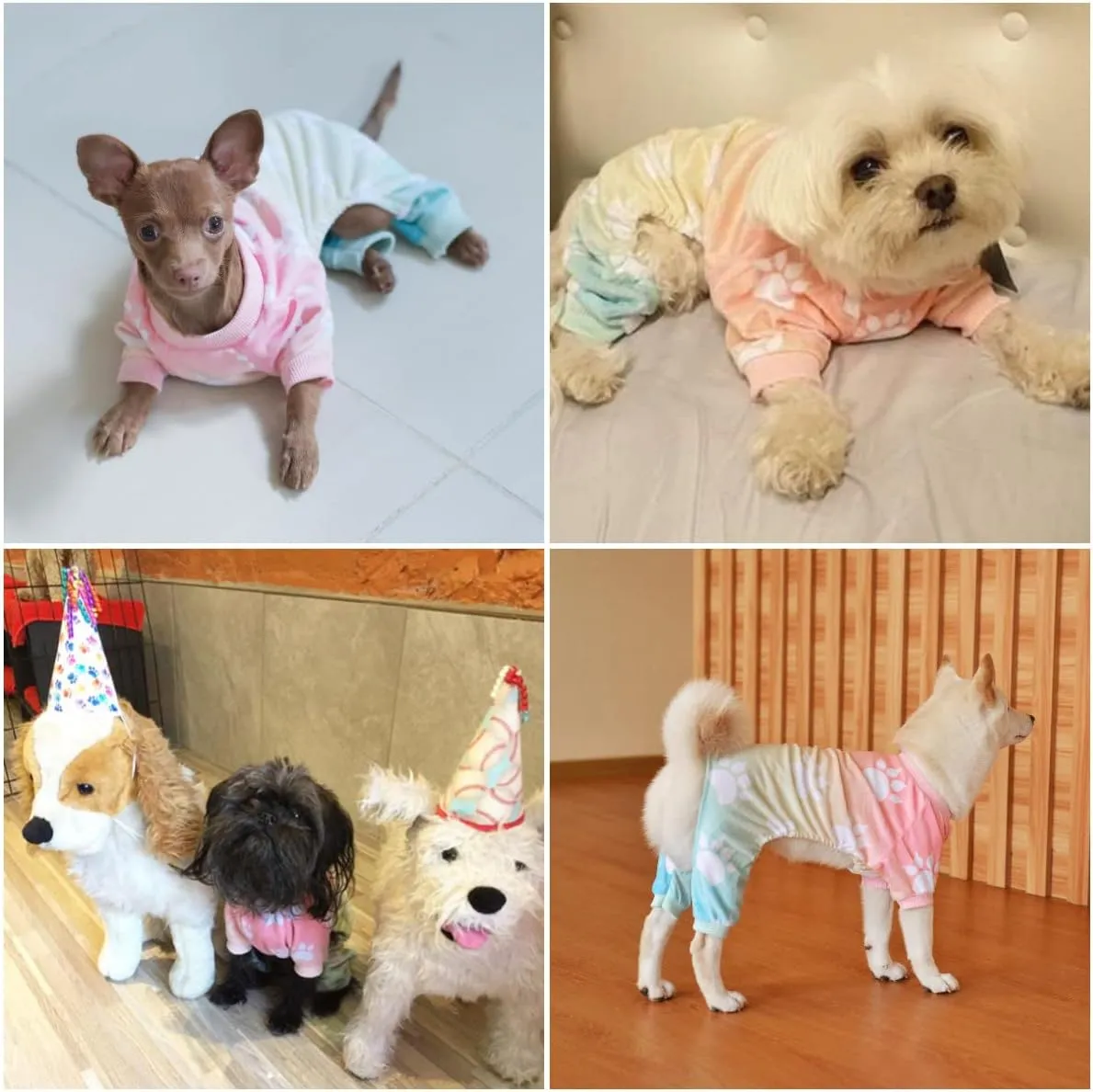 CuteBone Small Dogs Outfit Soft Puppy Onesies Pjs Dog Pajamas Pet Coat Cat Apparel Comfy Doggie Jumpsuit Bodysuit for All Seasons P09XS