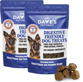 Dave's Pet Food Sweet Potato & Pumpkin Dog Treats for Sensitive Stomachs, Semi-Moist Soft & Digestive Friendly, Made in USA, Senior, Small & Large Dogs, Gut Health (2 Pack)