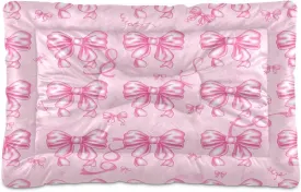 Delicate Bows with Ribbons Outdoor Dog Bed for Small Dogs Washable Waterproof Travel Pet Bed Mat Portable Cat Bed with Non-Slip Bottom for Indoor and Sleeping 18 x 24 Inch