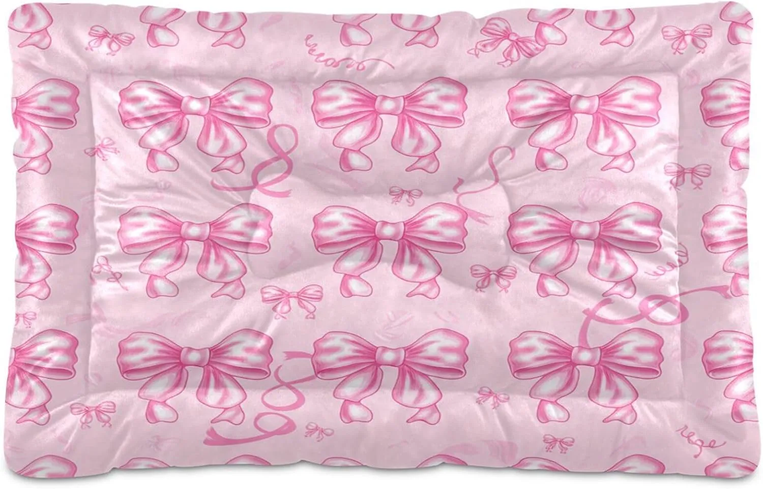 Delicate Bows with Ribbons Outdoor Dog Bed for Small Dogs Washable Waterproof Travel Pet Bed Mat Portable Cat Bed with Non-Slip Bottom for Indoor and Sleeping 18 x 24 Inch