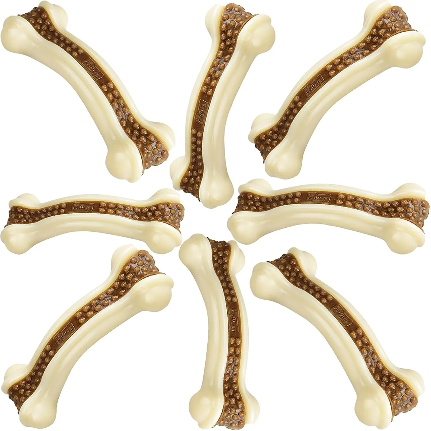 Dog Bones Chew Toys for Aggressive Chewers, 2 Pack Real Beef Flavor, Indestructible Dog Teething Toys for Large/Medium/Small Breeds, Tough Durable Nylon Toy