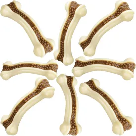 Dog Bones Chew Toys for Aggressive Chewers, 2 Pack Real Beef Flavor, Indestructible Dog Teething Toys for Large/Medium/Small Breeds, Tough Durable Nylon Toy