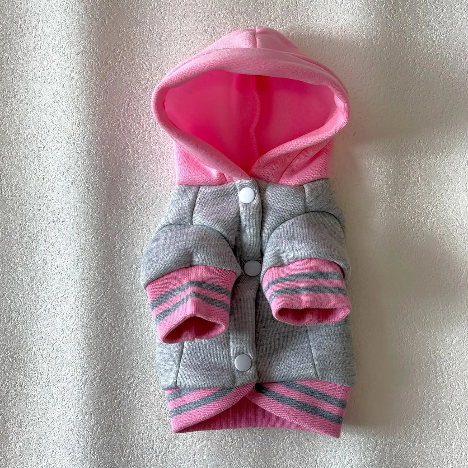 Dog Hoodie with Snap Closure | Sporty Letter-Print Pullover for Small/Medium Dogs, Plush Fleece Cat & Puppy Sweaters for Indoor Photos (Grey Pink, 3XL)