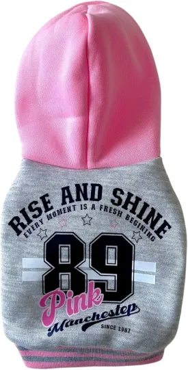 Dog Hoodie with Snap Closure | Sporty Letter-Print Pullover for Small/Medium Dogs, Plush Fleece Cat & Puppy Sweaters for Indoor Photos (Grey Pink, 3XL)