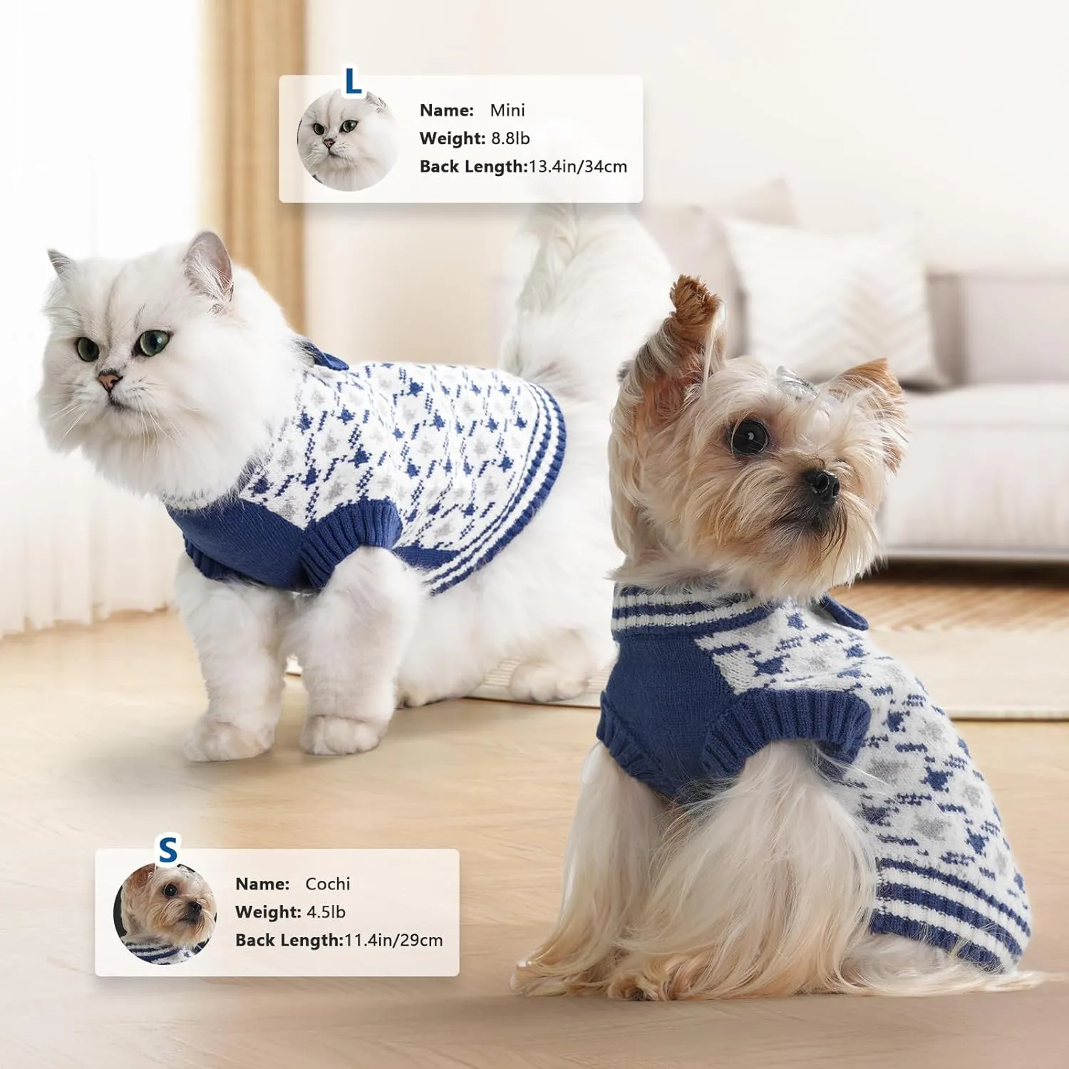 Dog Knitted Sweater Puppy Sweater Warm Soft Pet Valentines Day Clothes for Small Medium Dogs and Cats Sweaters (Blue, XL)