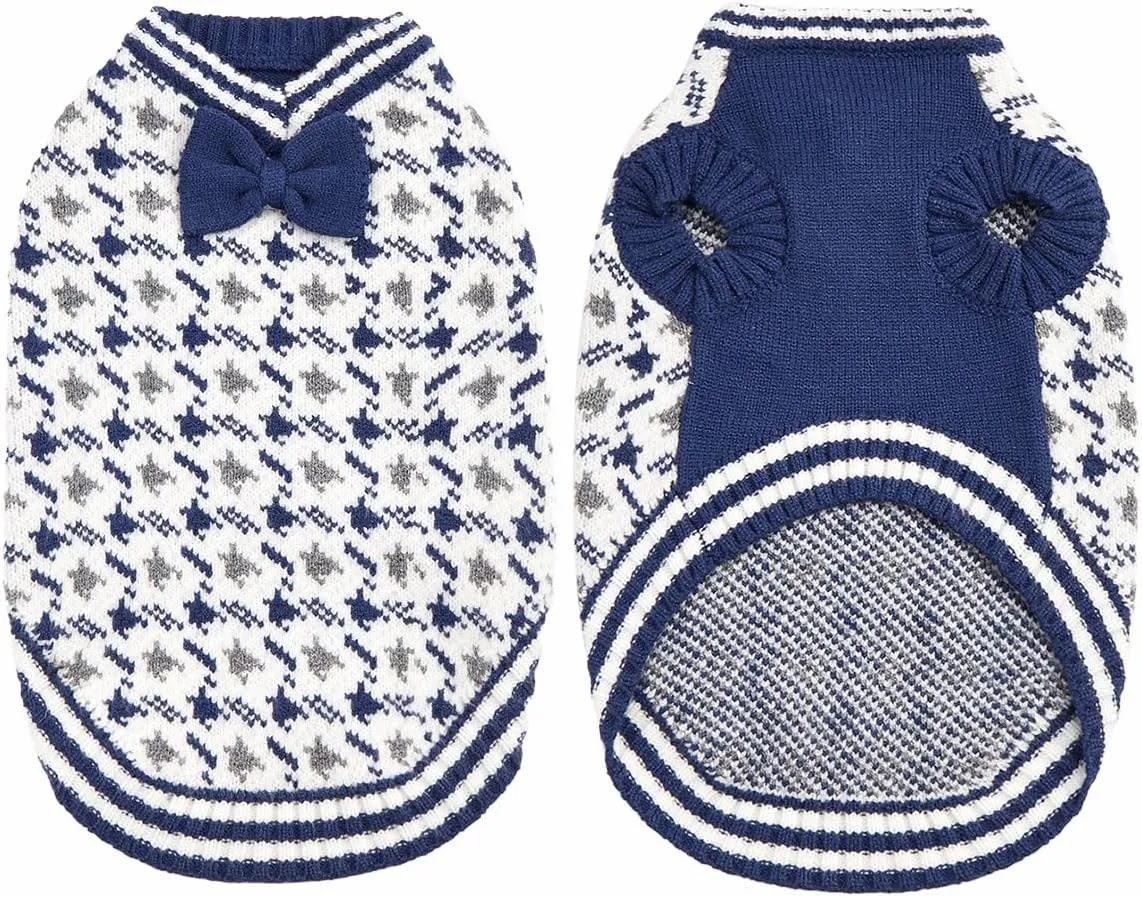 Dog Knitted Sweater Puppy Sweater Warm Soft Pet Valentines Day Clothes for Small Medium Dogs and Cats Sweaters (Blue, XL)