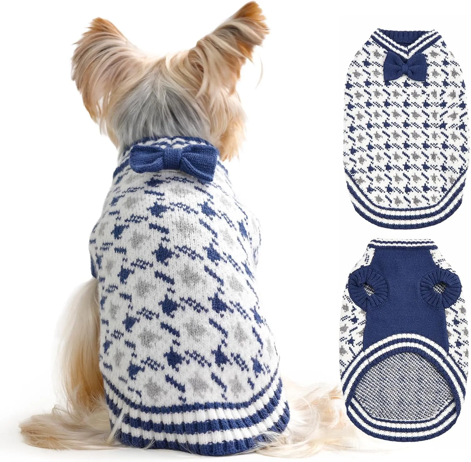 Dog Knitted Sweater Puppy Sweater Warm Soft Pet Valentines Day Clothes for Small Medium Dogs and Cats Sweaters (Blue, XL)