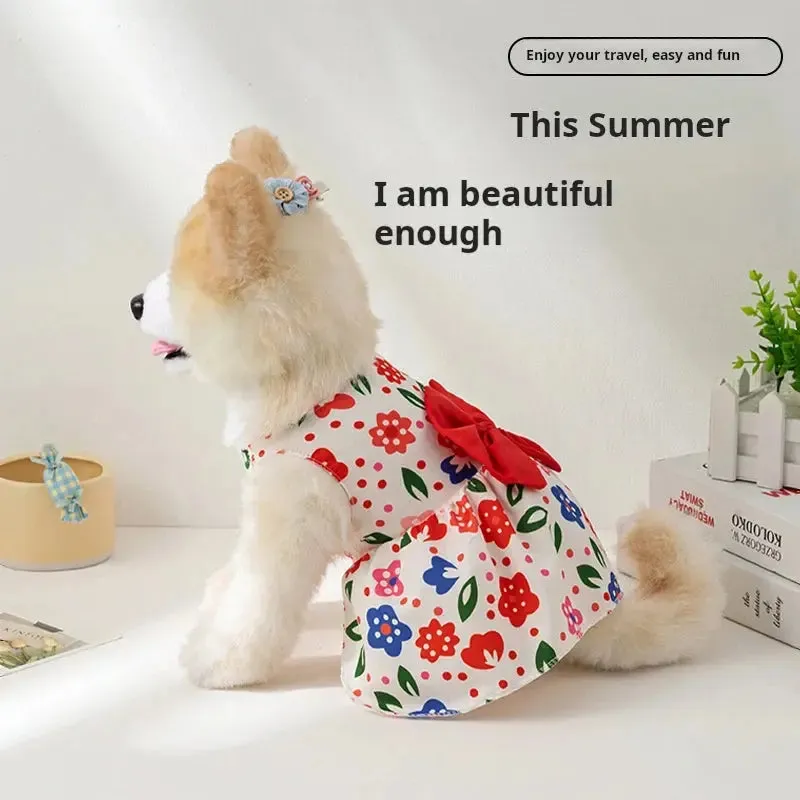 Dog Princess Dress with Bowknot | Summer Cute Puppy Skirt