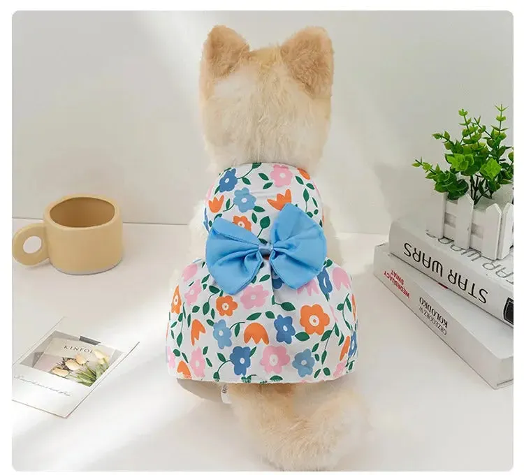 Dog Princess Dress with Bowknot | Summer Cute Puppy Skirt