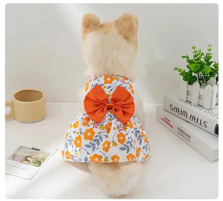 Dog Princess Dress with Bowknot | Summer Cute Puppy Skirt