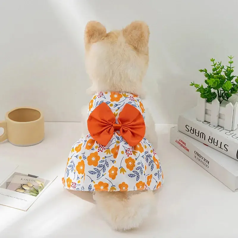 Dog Princess Dress with Bowknot | Summer Cute Puppy Skirt