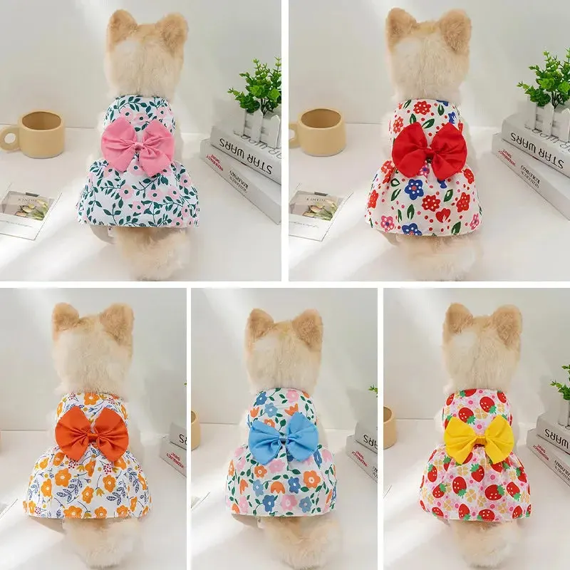 Dog Princess Dress with Bowknot | Summer Cute Puppy Skirt