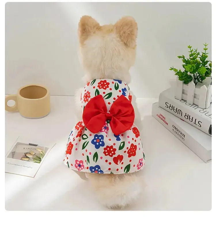 Dog Princess Dress with Bowknot | Summer Cute Puppy Skirt