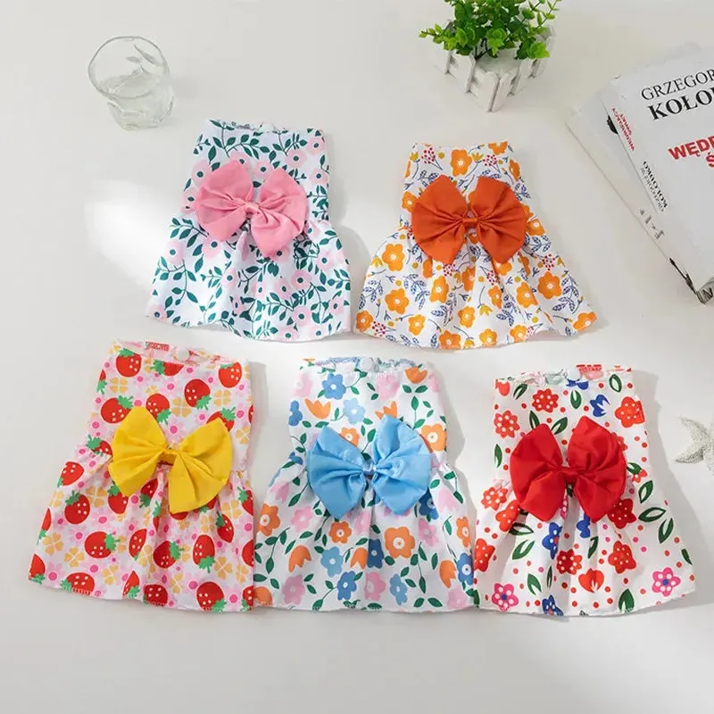 Dog Princess Dress with Bowknot | Summer Cute Puppy Skirt