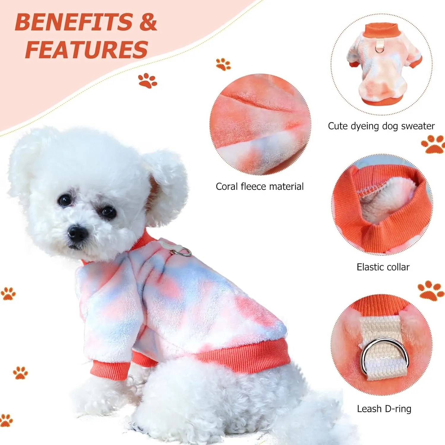 Dog Sweater, Dog Sweaters for Small Dogs, Dog Clothes for Small Dogs Girl Boy, Ultra Soft and Warm Puppy Cat Pet Sweater Dog Coat for Winter Pink M